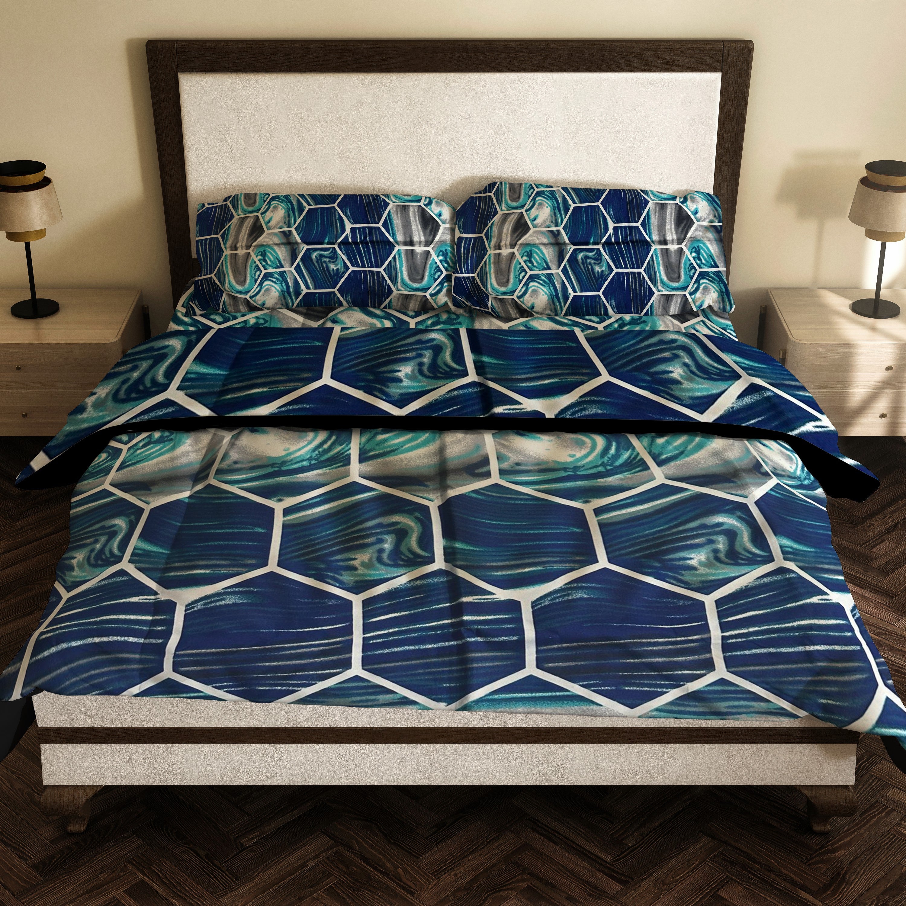 Blue HexaLoom 3Pcs Premium Bedsheet