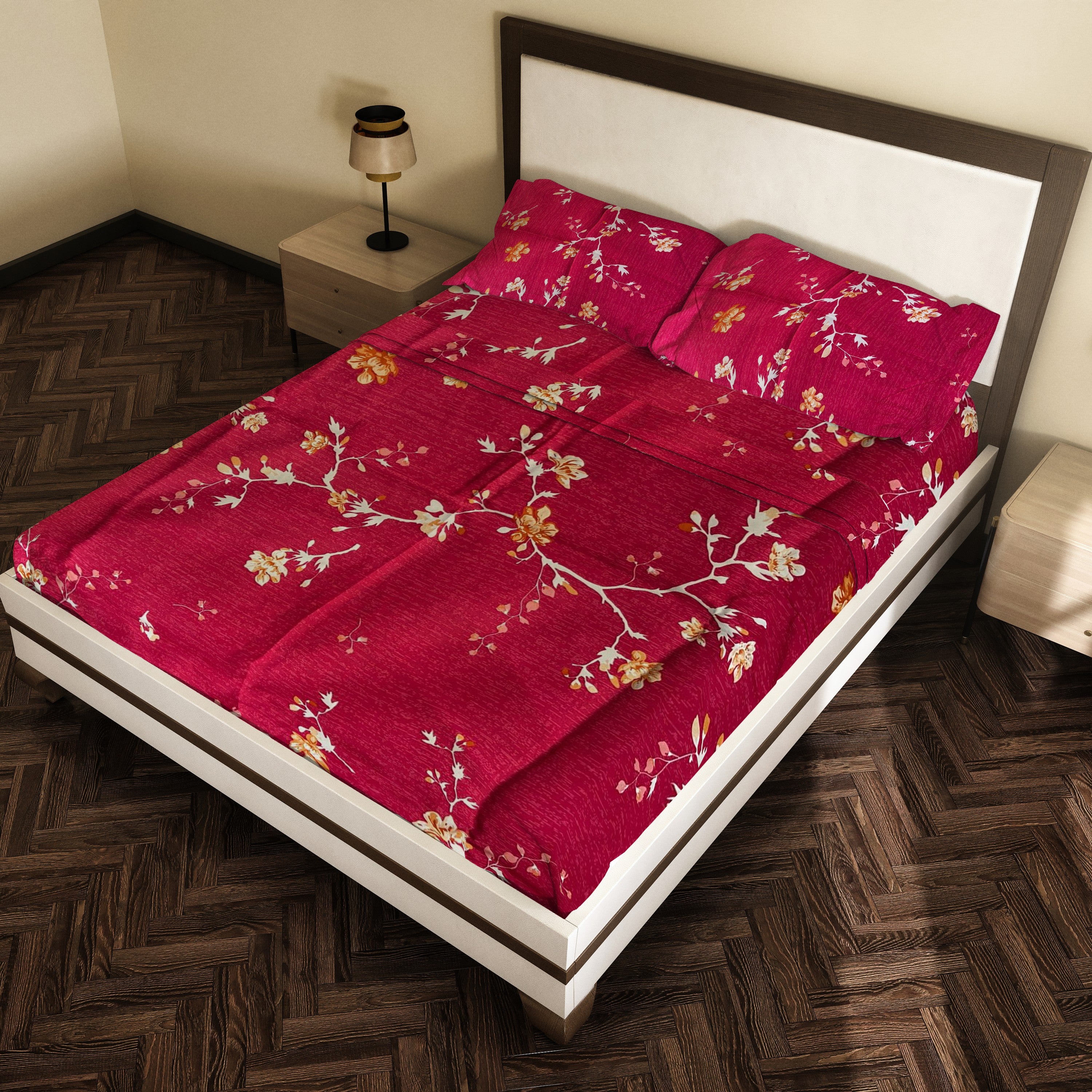 Pink Bloom Fuchsia 3Pcs Premium Bedsheet