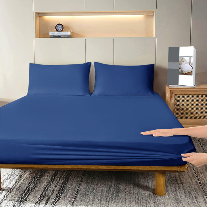 Fitted Bed Sheet-Navy Blue