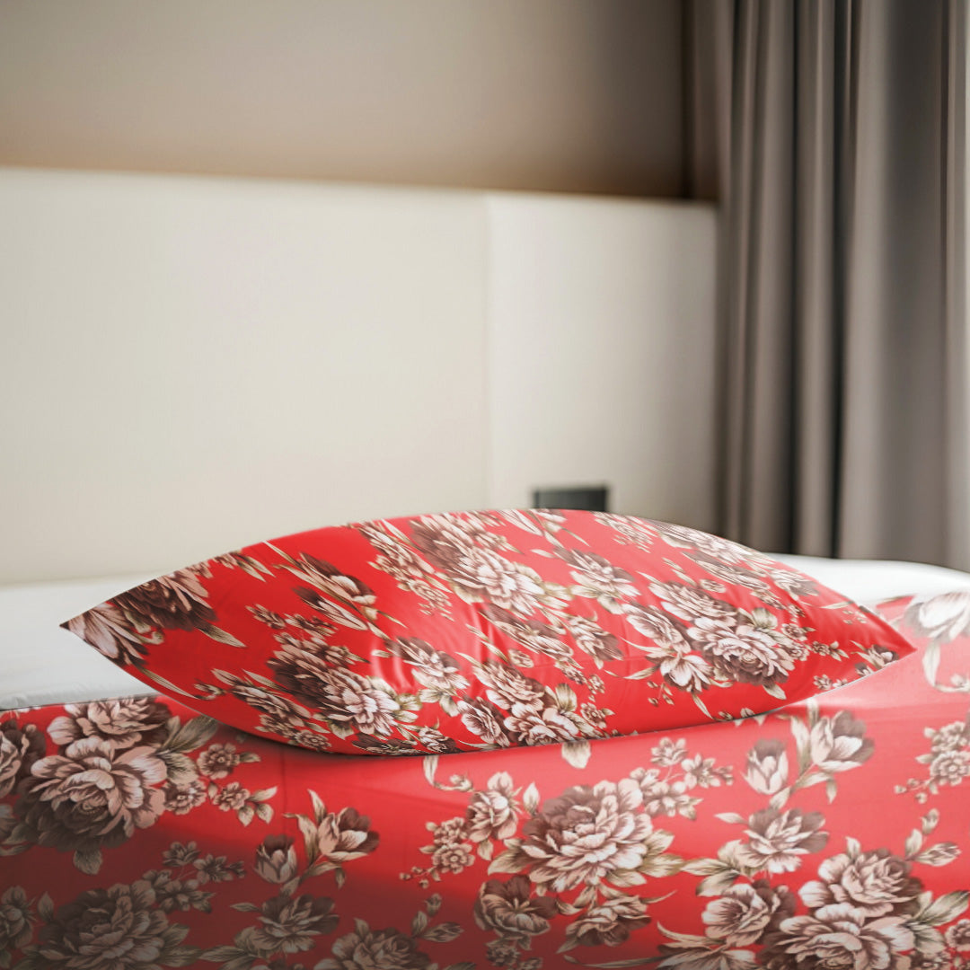 Floral Elegance Red 3PCS Bedsheet Set