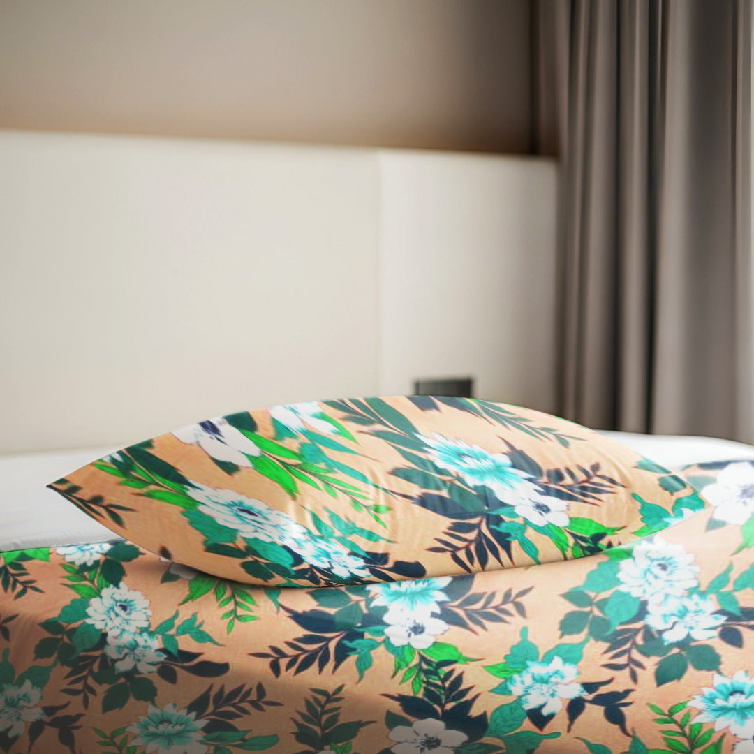 Earthy Bloom 3PCS Bedsheet Set – Beige & Green