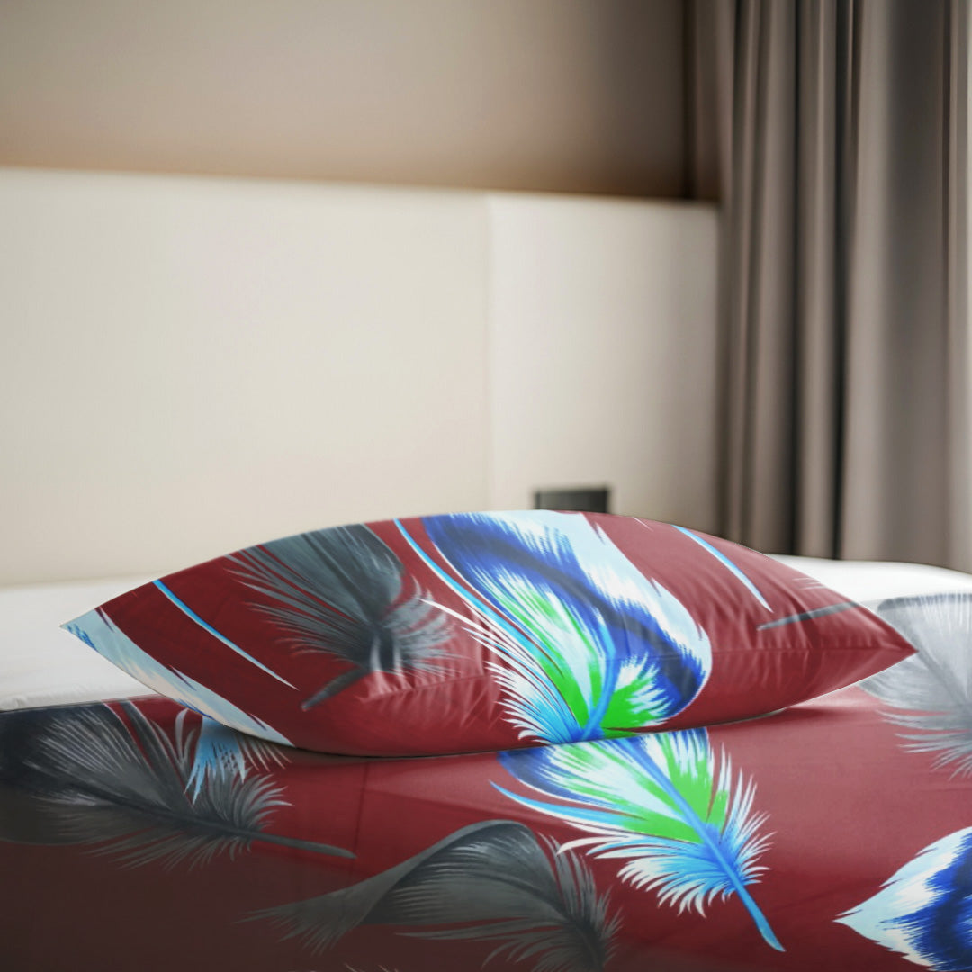 Royal Feather Bliss Maroon 3PCS Bedsheet