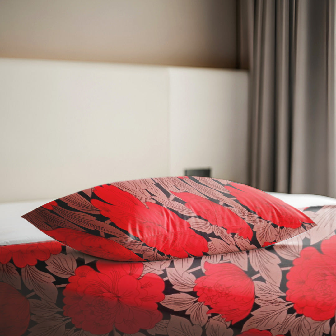 Red & Black Floral 3 PCS Bedsheet Set