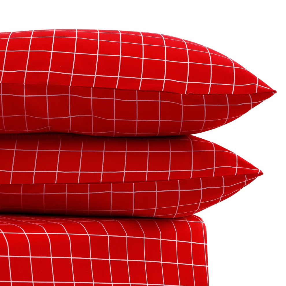 Fitted Bed Sheet-Red Check
