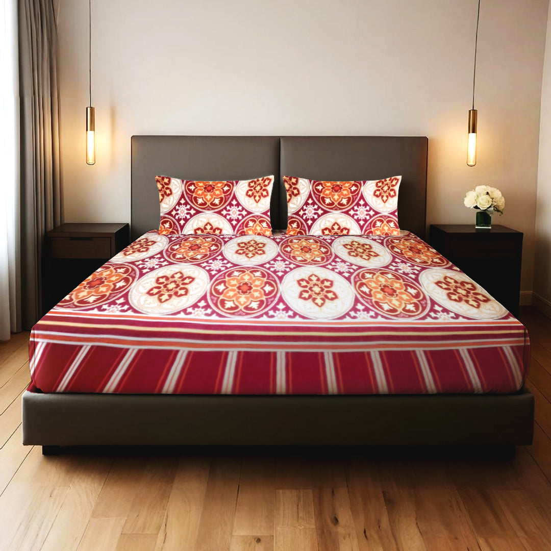 Heritage Circle Print 3 PCS Bedsheet Set