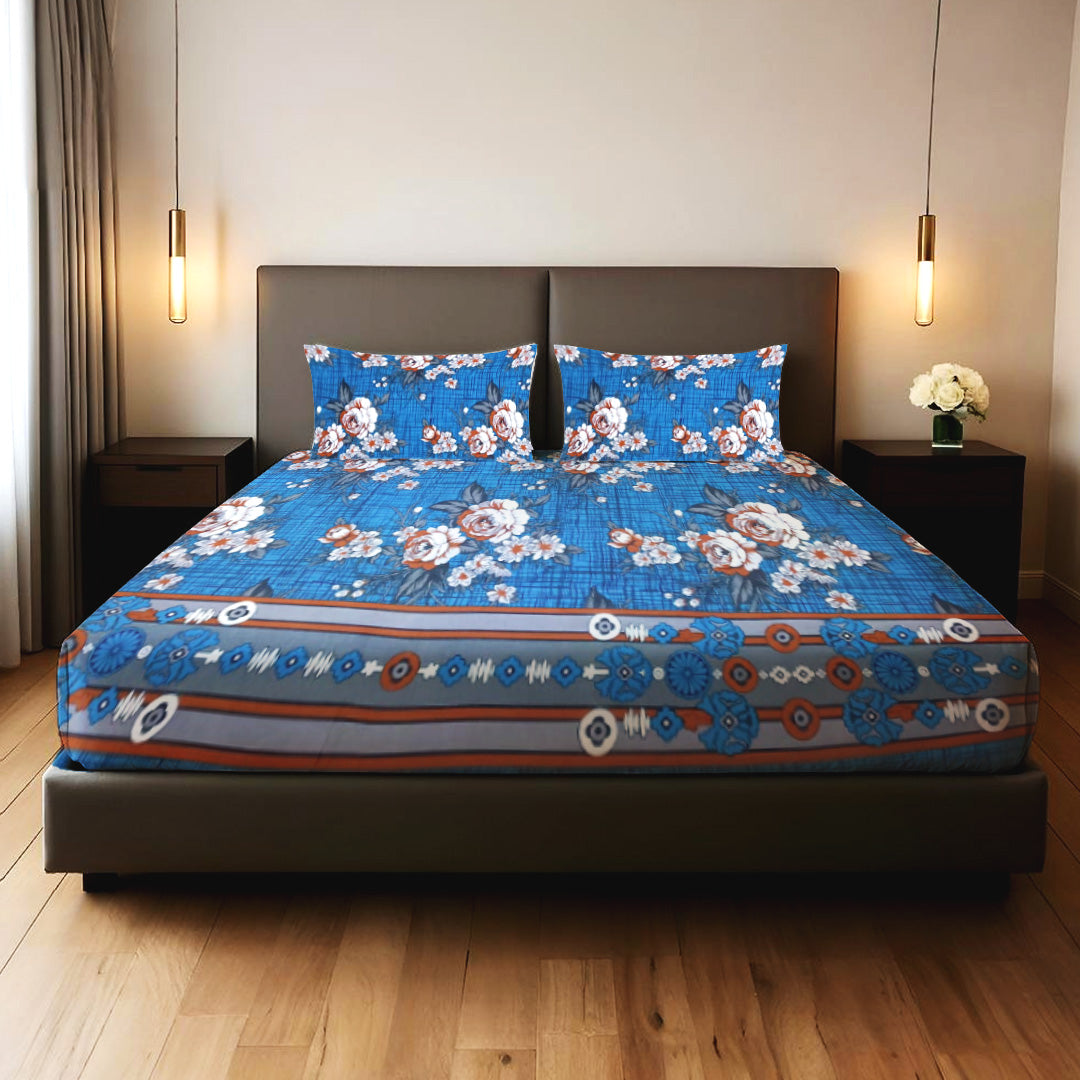 Blue Floral Charm 3PCS Bedsheet Set