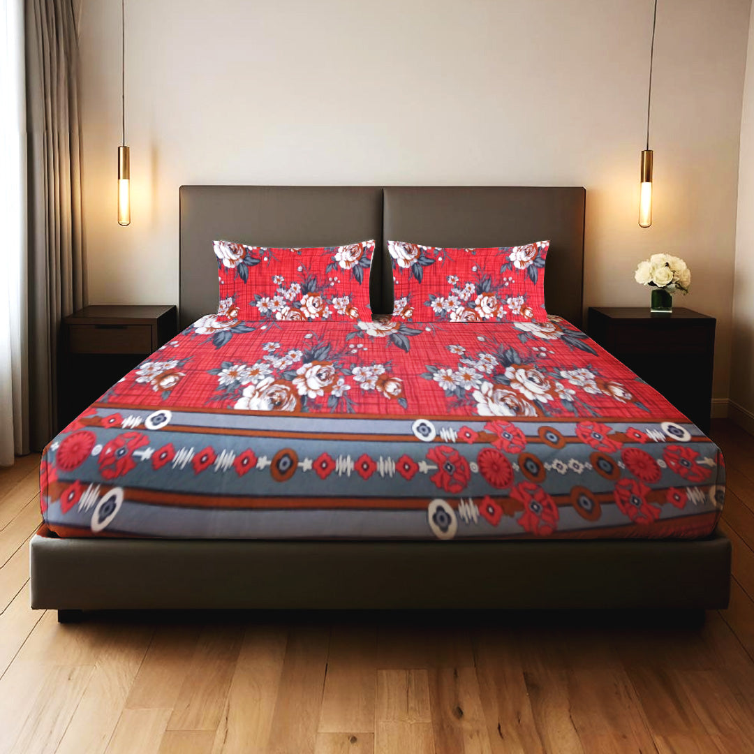 Scarlet Blossom Heritage 3PCS Bedsheet