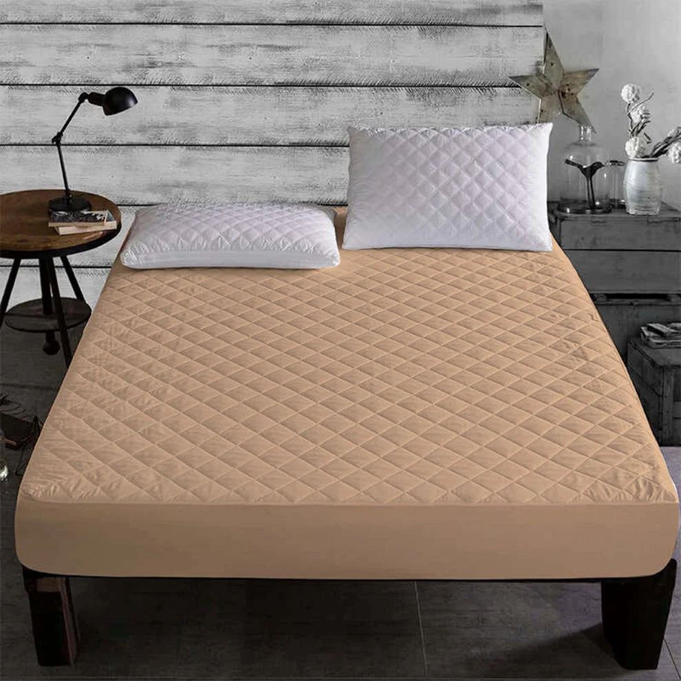 Quilted Waterproof Mattress Protector-beige