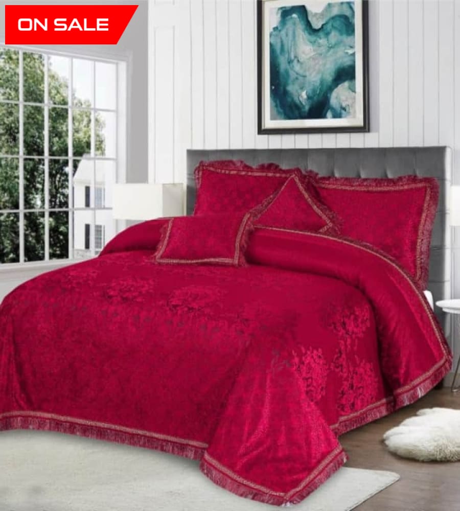 Bridal Velvet Emboss Bed Sheet Set 5 Pcs Design H12