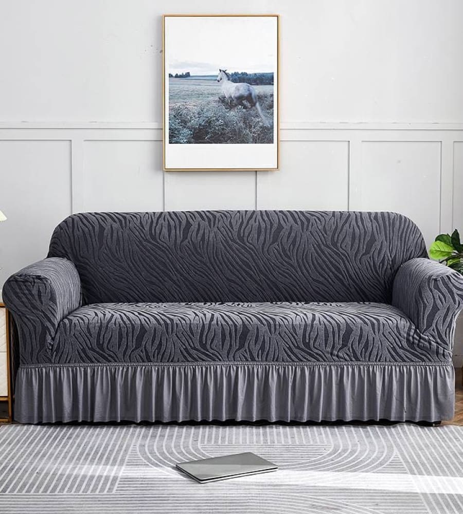 Zebra Style Velvet Sofa Cover﹙ Grey ﹚